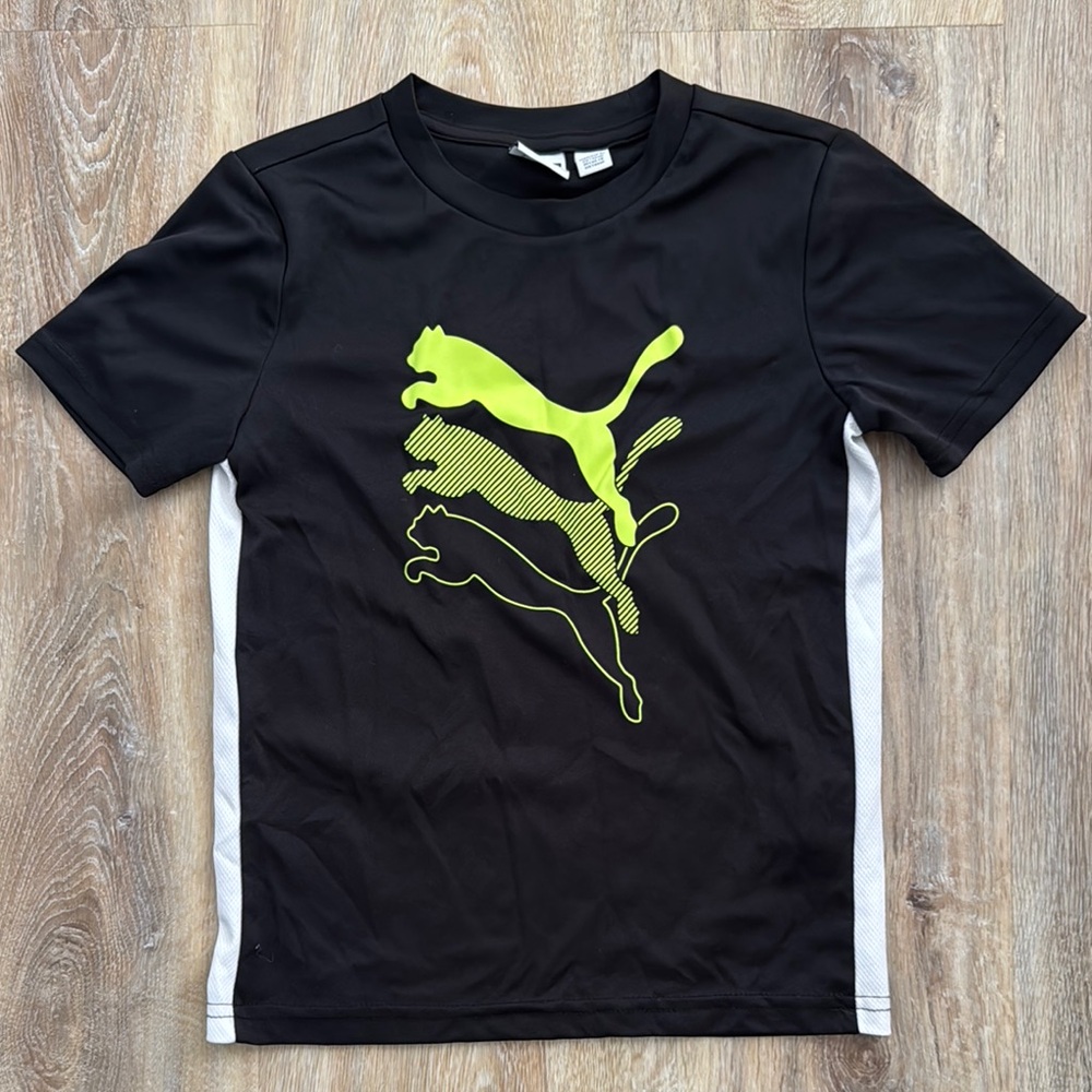 Puma Black Tee with Vibrant Yellow Graphic